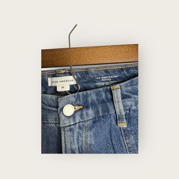 Good American Petite Weekender Jeans High Rise Slim Straight Size 15 - Picture 8 of 9